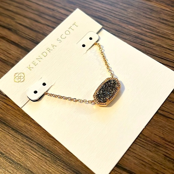 NEW Kendra Scott Elisa Gold Pendant Necklace in Platinum Drusy - Picture 4 of 10